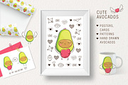 Cute avocados, a Food Illustration by Tkoko vectors & patterns (Thumbnail 1 of 6)