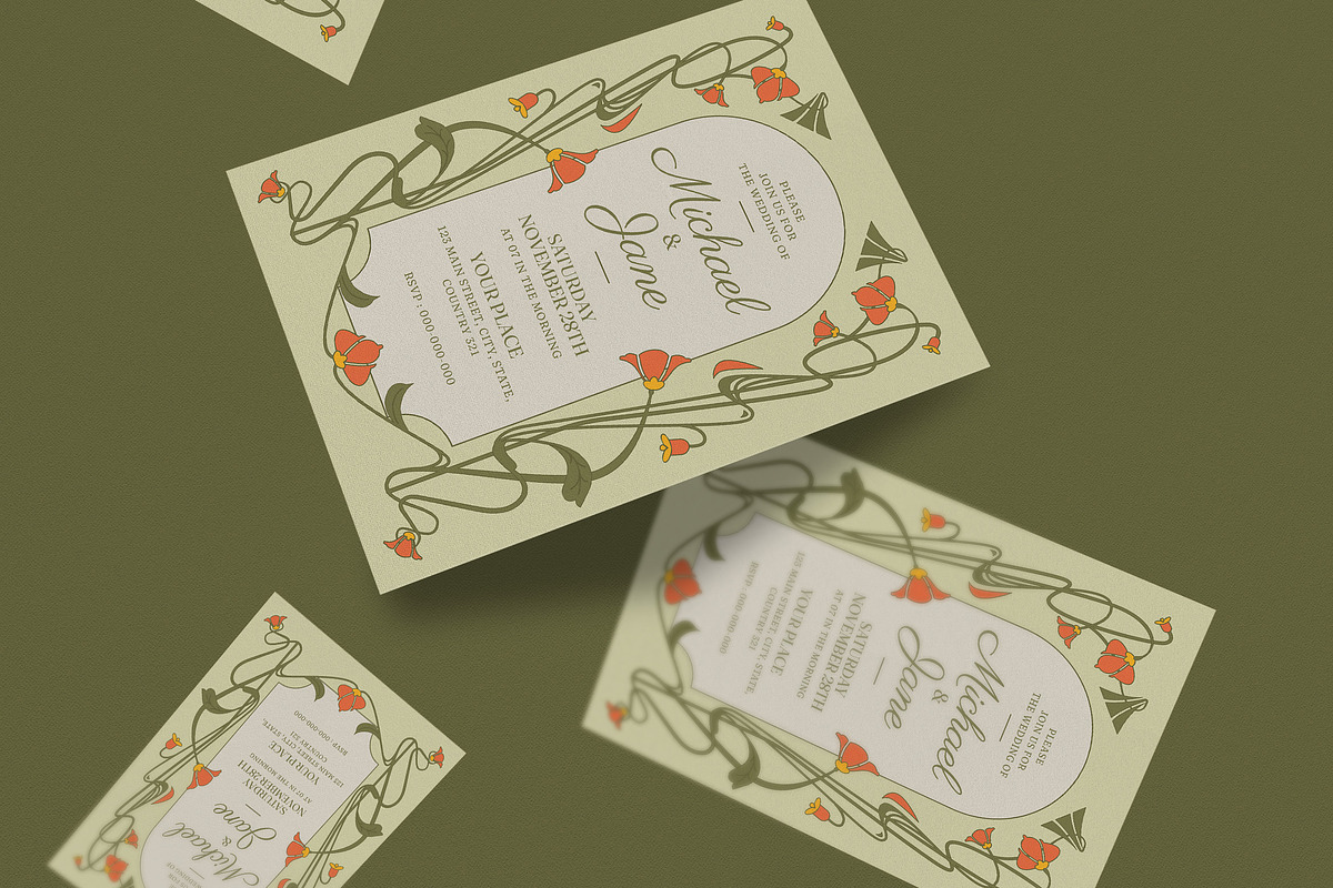 Victorian Flower Wedding Invitation, an Invitation Template by Guuver (Photo 2 of 3)