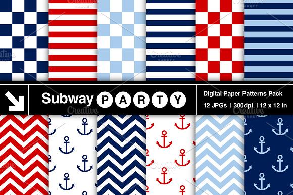 Nautical Stripes, Chevron & Anchors preview 3