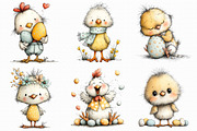 Whimsical Easter Chicken Clipart, an Illustration by Libby Wishes (Thumbnail 2 of 9)