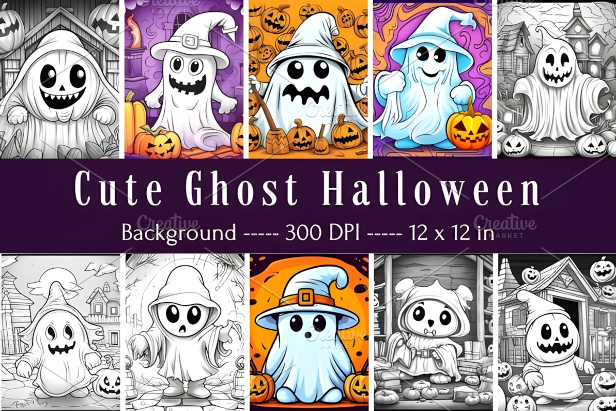 Cute Ghost Halloween Background, a Background Graphic by Coco Bloom (Photo 1 of 6)
