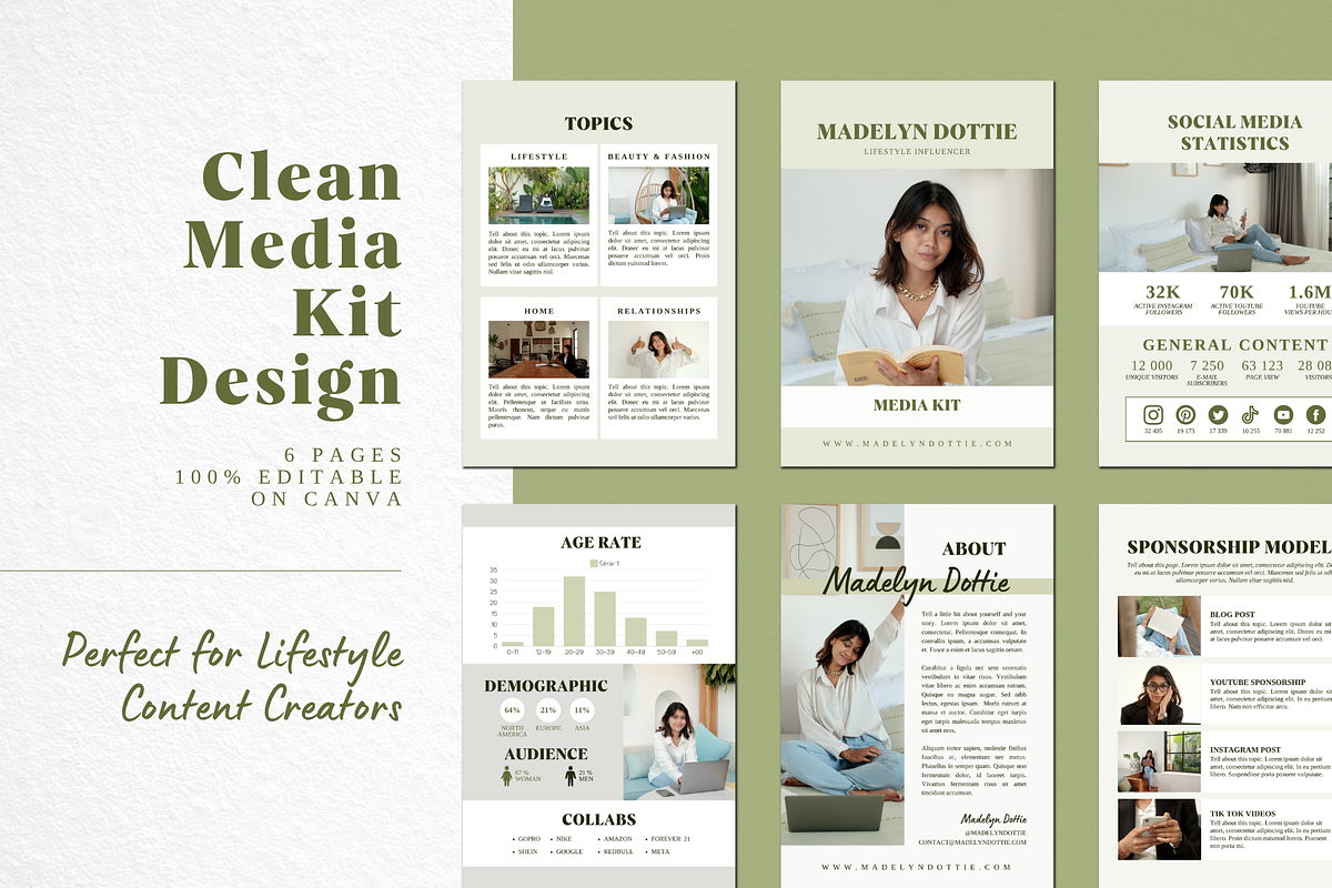 Clean Media Kit for Content Creators, a Print Template by The Little Lily Studio (Photo 1 of 5)