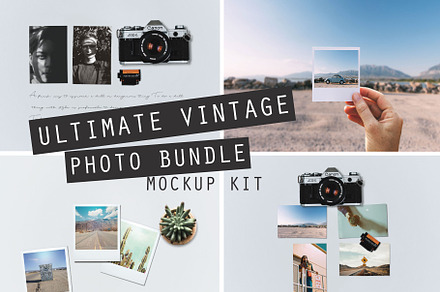 ULTIMATE VINTAGE PHOTO MOCKUP BUNDLE, a Print Template by Tropical Type