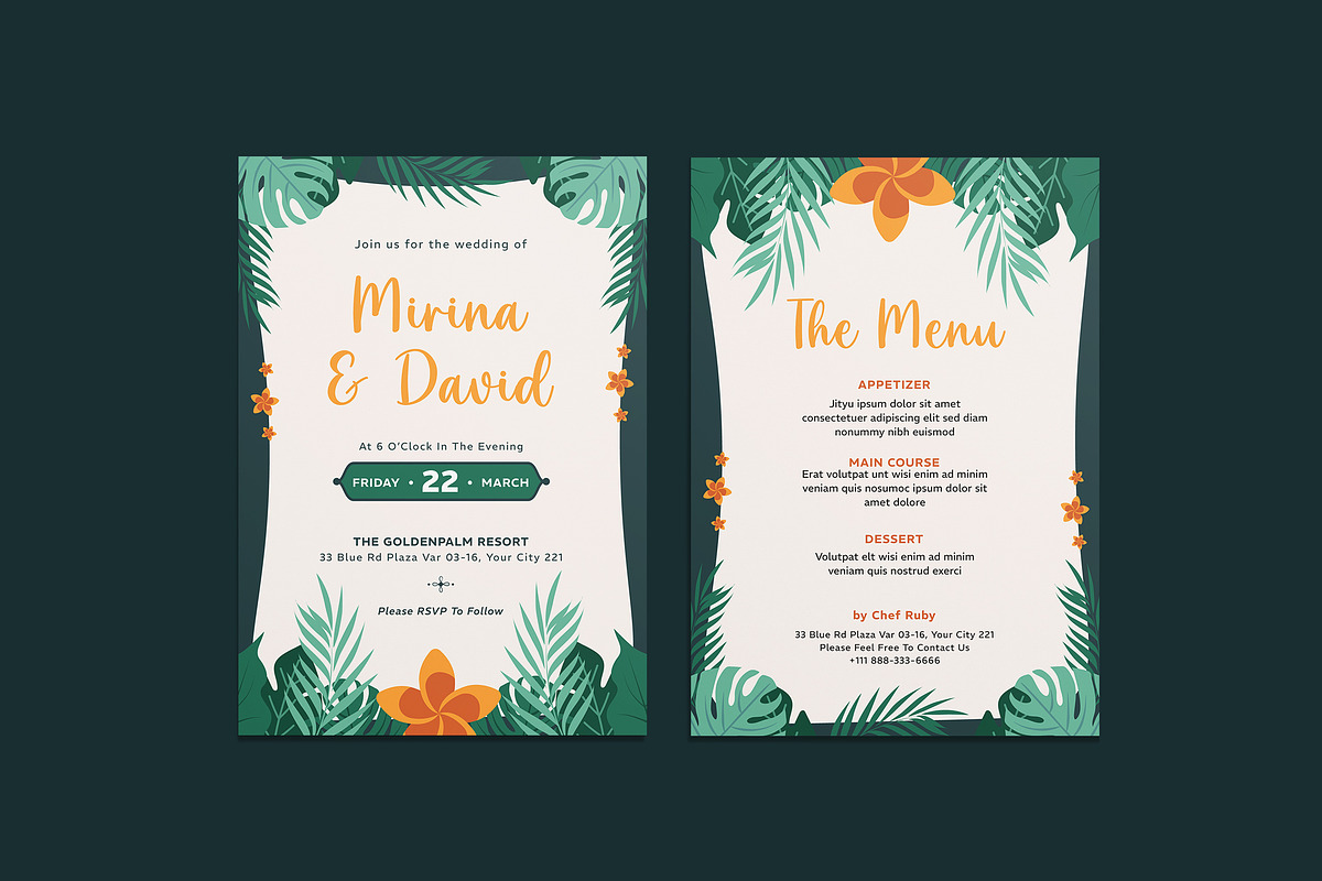 Tropiel Wedding Invitation Template, an Invitation Template by iDoodle Studio (Photo 1 of 4)