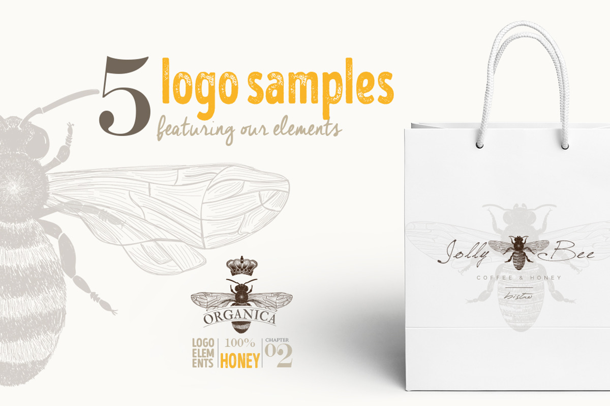 ORGANIC LOGO ELEMENTS – HONEY, an Illustration by Friendly Label (Photo 4 of 8)