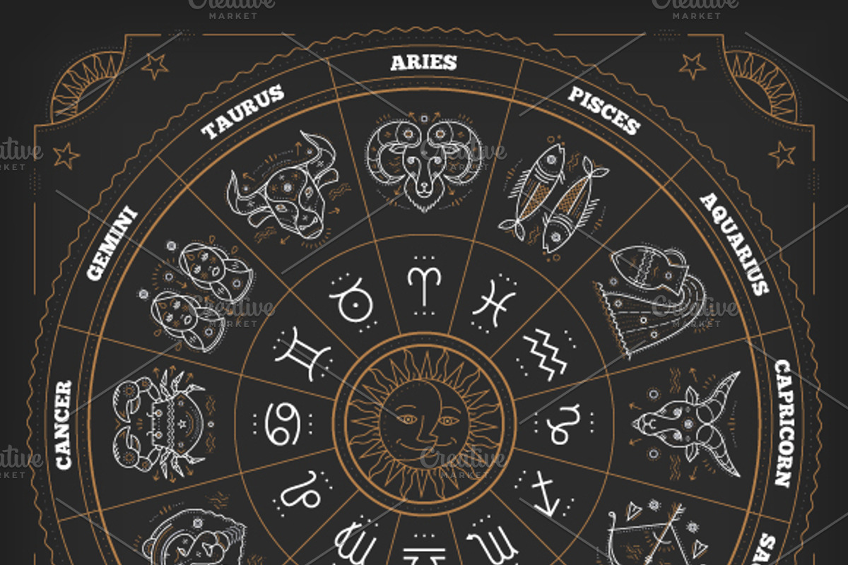 Zodiac circle with horoscope signs, an Animal Illustration by painterr (Photo 2 of 2)