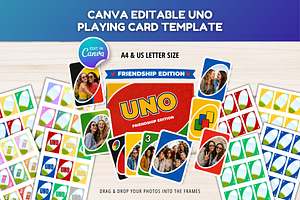 UNO Game Card Canva Editable PDF, a Card Template by Snapybiz