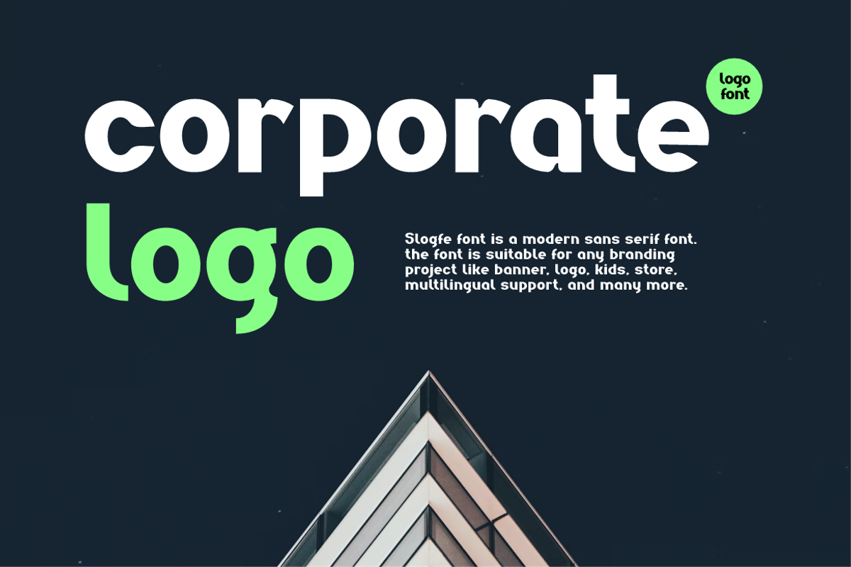 Slogfe - Corporate Logo Font, a Sans Serif Font by QR Design Studio (Photo 2 of 11)