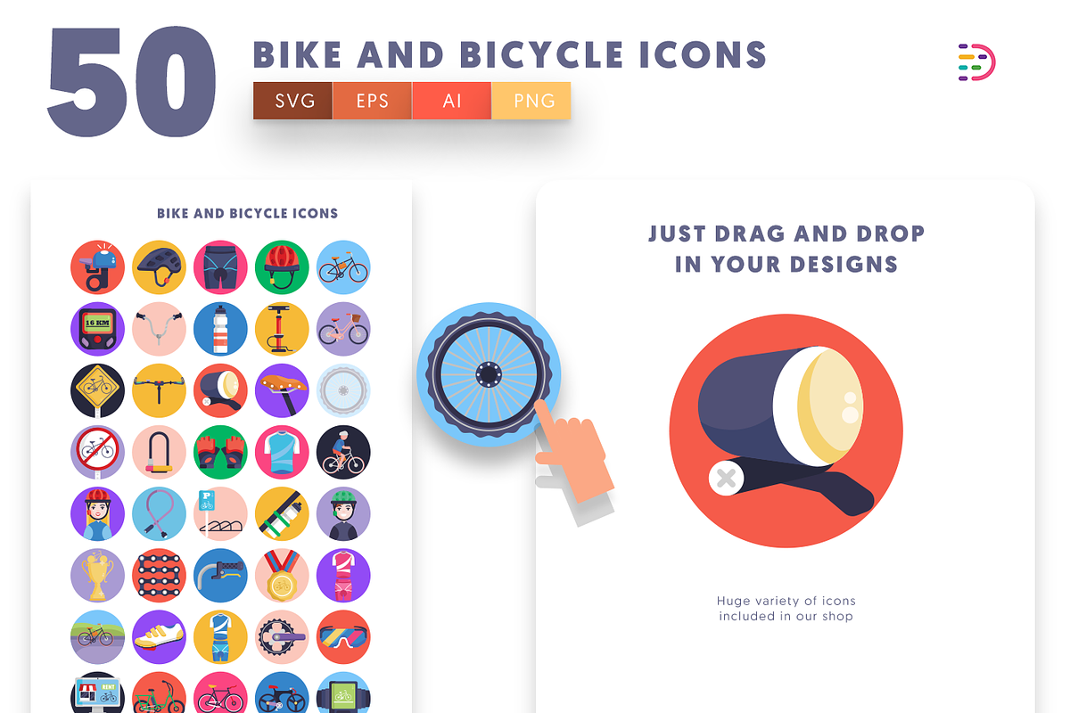 50 Bike and Bicycles Icons, an Outline Icon by Dighital (Photo 5 of 10)