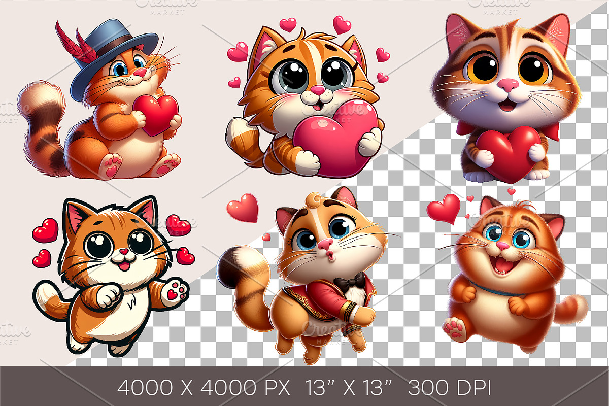 Cartoon cat in love. Valentine's Day, an Animal Illustration by KENO Mascots (Photo 2 of 8)