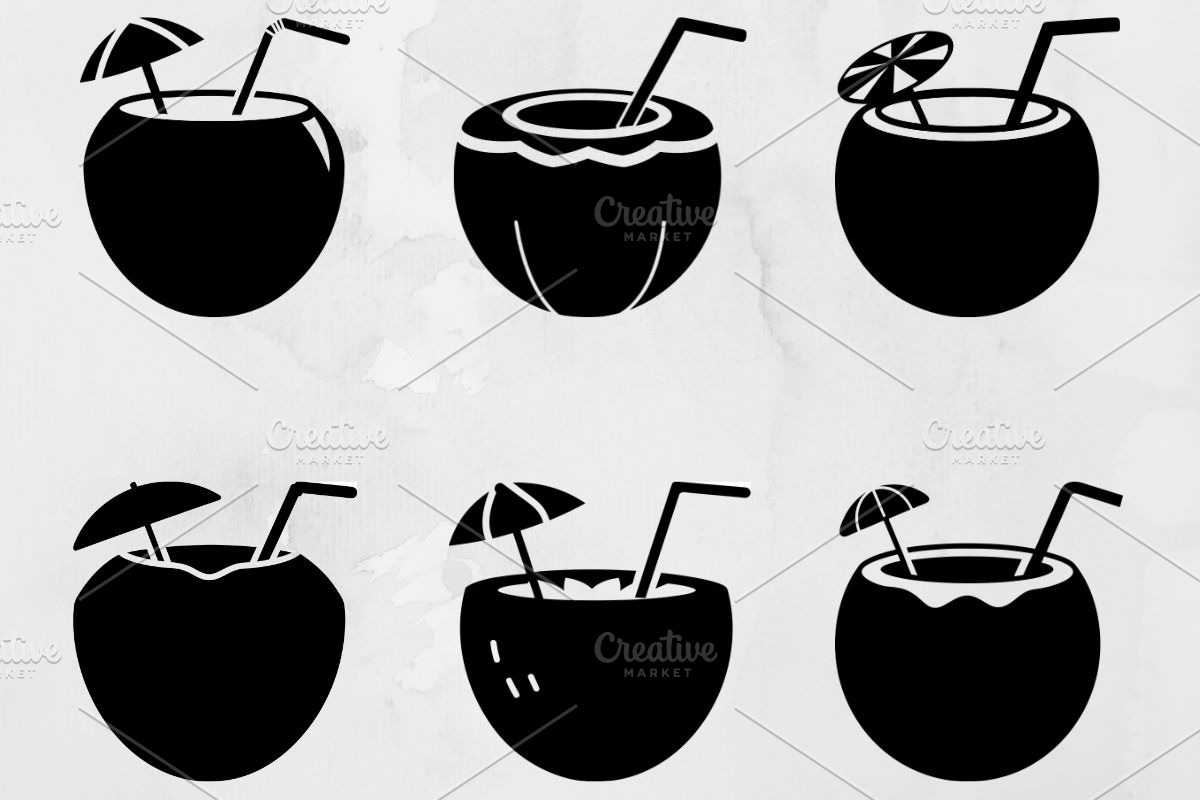 Coconut Drink Silhouette SVG, a Healthcare Illustration by newminddesign (Photo 1 of 3)