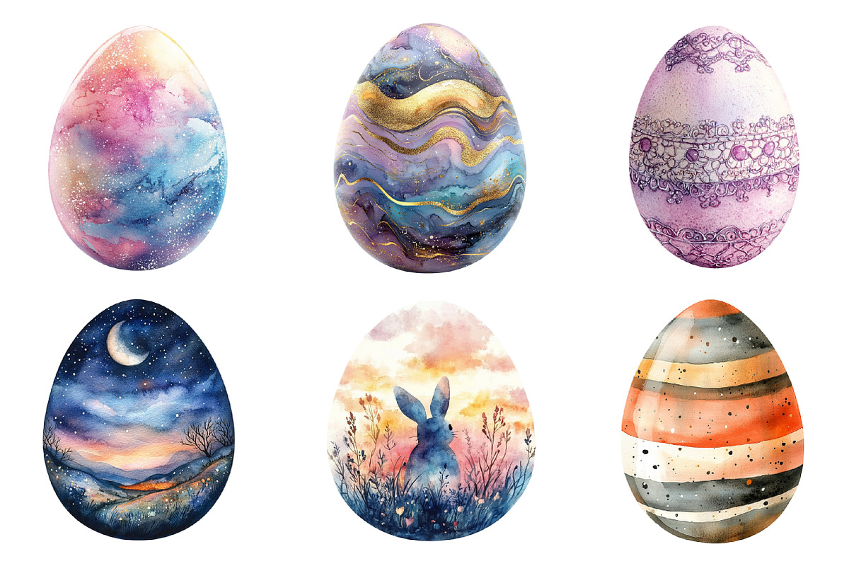Easter Eggs Watercolor Clipart, an Illustration by SinaCreation (Photo 3 of 5)
