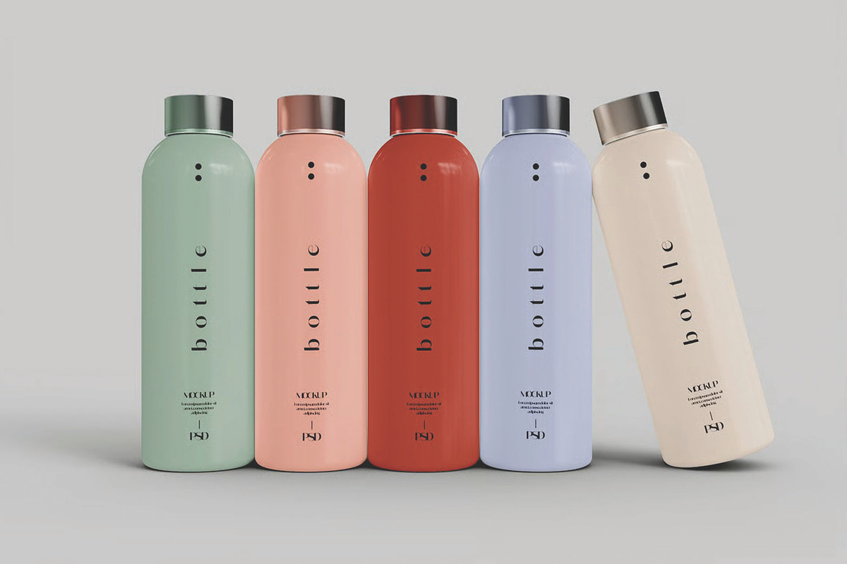 Stainless Steel Bottles Mockup, an Advertising Mockup by skybluecreative (Photo 1 of 3)
