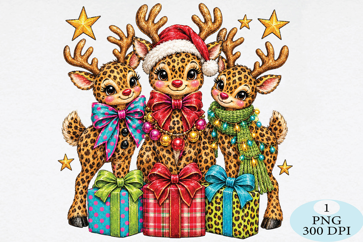 Christmas Leopard Reindeer PNG, a Seasonal Illustration by Daily.Designs (Photo 1 of 5)