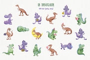 Watercolor dinosaur set, an Animal Illustration by CreativeByLu (Thumbnail 2 of 9)