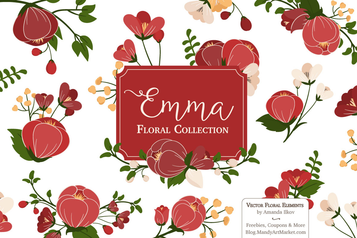 Christmas Flowers Clipart & Vectors, an Illustration by Amanda Ilkov (Photo 1 of 3)