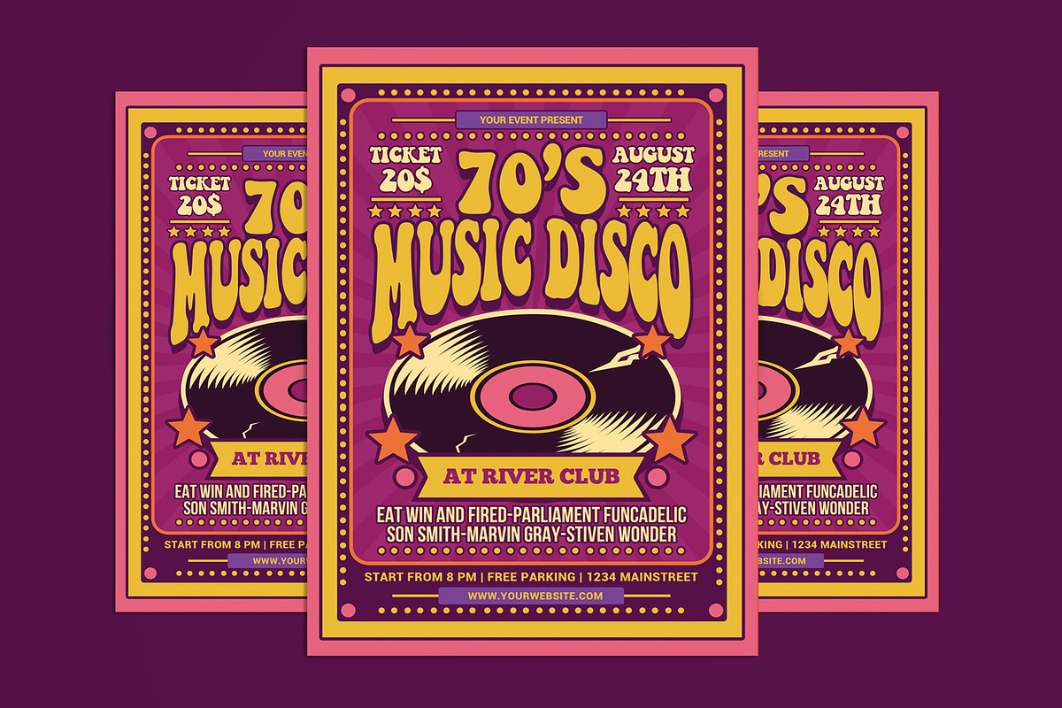 70's Music Disco Flyer, a Flyer Template by Muhamad Iqbal hidayat (Photo 1 of 4)