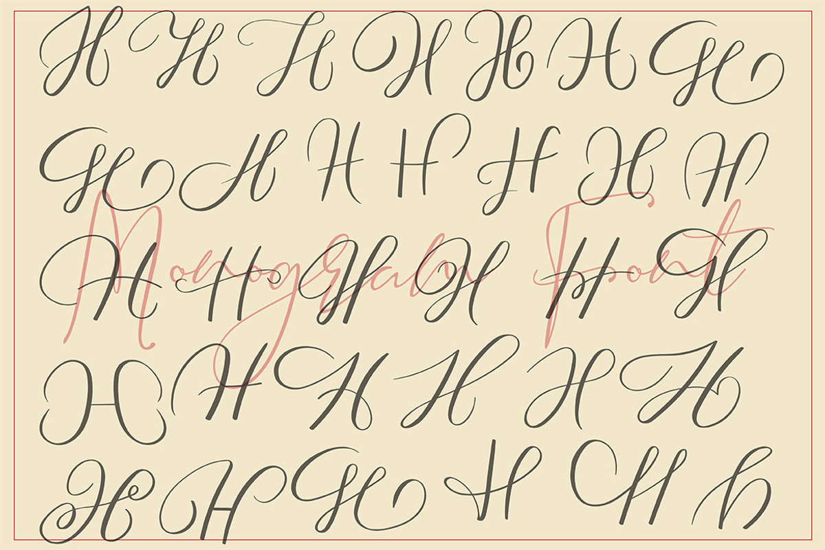 MONOGRAMS BUNDLE A to Z, a Script Font by AMINMARIO (Photo 15 of 37)