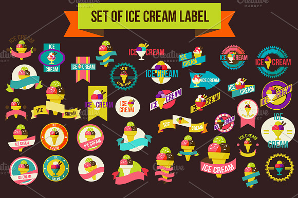 Set Of Ice Cream Label
