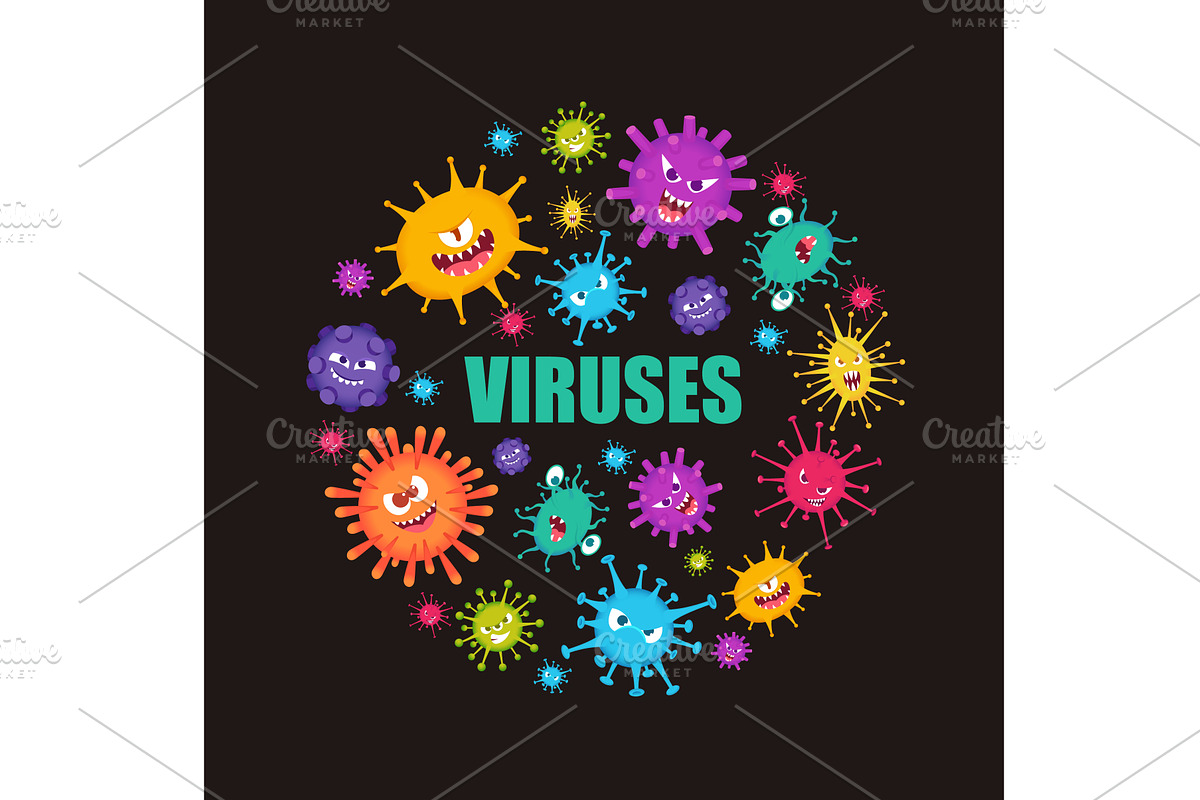 Viruses. circle shape design with, an Illustration by Onyx