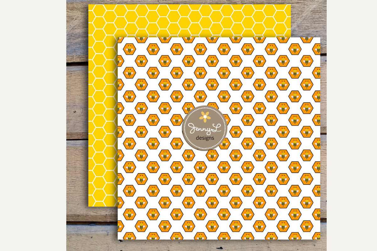 Bee Digital Paper and Clipart, a Pattern Graphic by JennyL Designs (Photo 3 of 4)