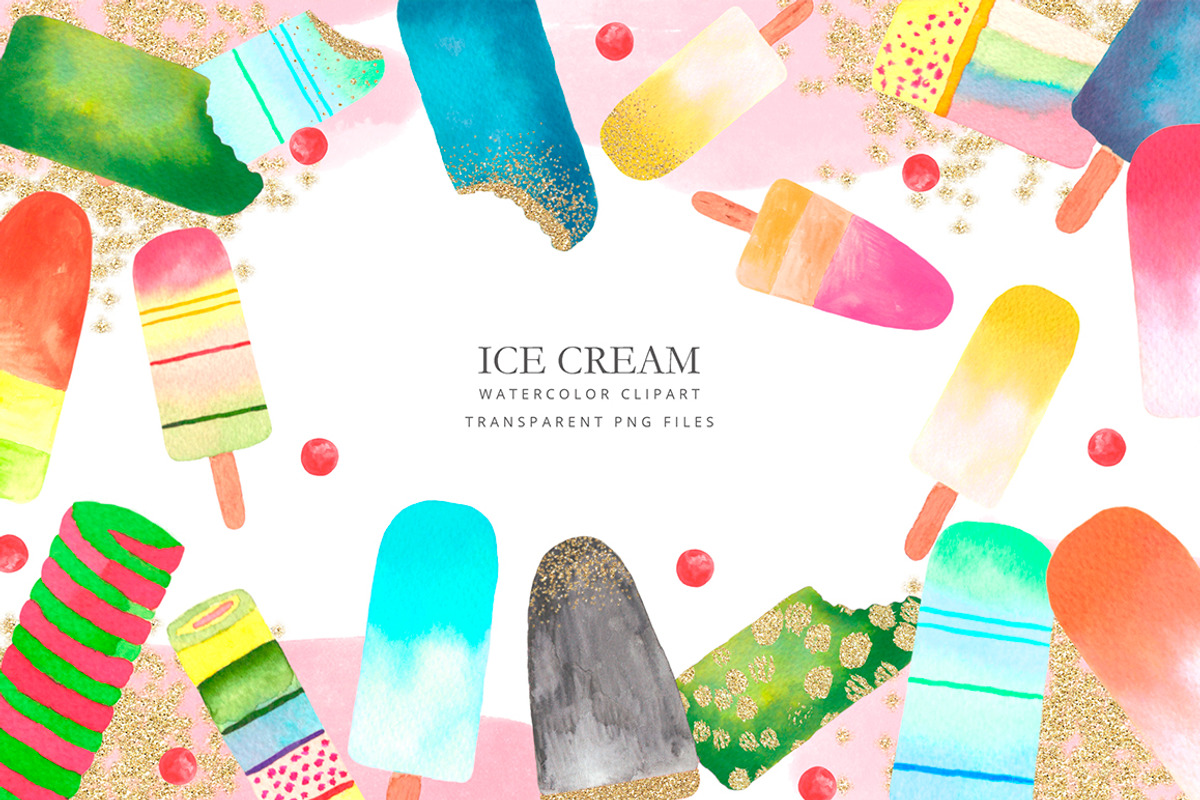 Watercolor ice cream clipart, a Texture Illustration by AS Studio (Photo 1 of 6)