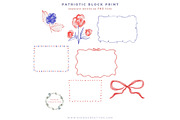 Patriotic Block Print Frames & PNG, a Seasonal Illustration by Essem Creatives (Thumbnail 5 of 6)