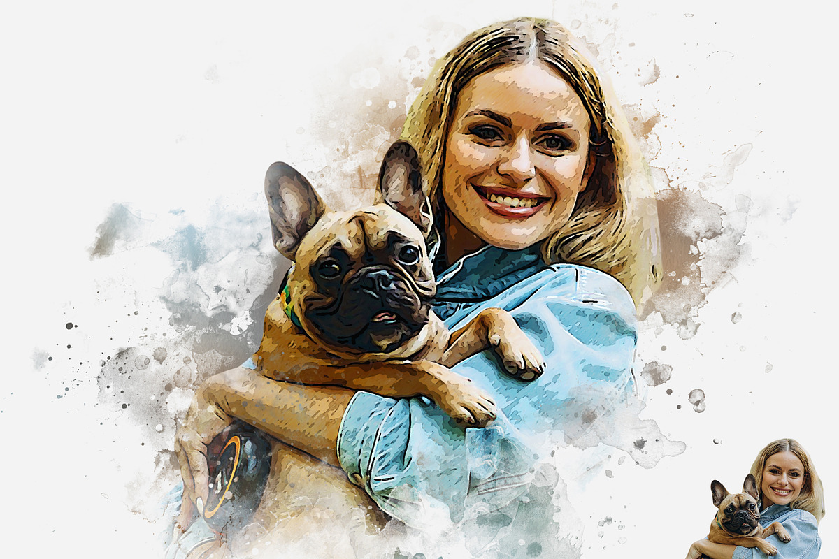 Pet Watercolor Art Photoshop Effect, an Action Add-On by Shovajit (Photo 6 of 9)