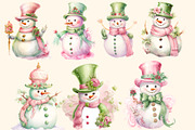 Pastel snowman watercolour clipart, a Decorative Illustration by Hello My Print (Thumbnail 9 of 10)