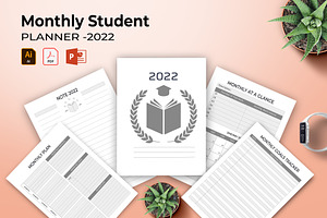 Monthly Student Planner Ai & PDF