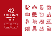 42 Real Estate Icons, an Outline Icon by Furnace (Thumbnail 1 of 3)