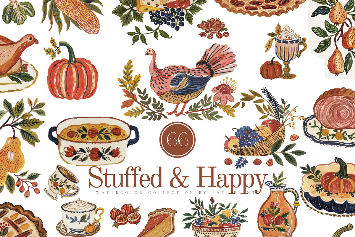 Thanksgiving Food Clipart Bundle, an Illustration by Pati Paints (Photo 1 of 13)