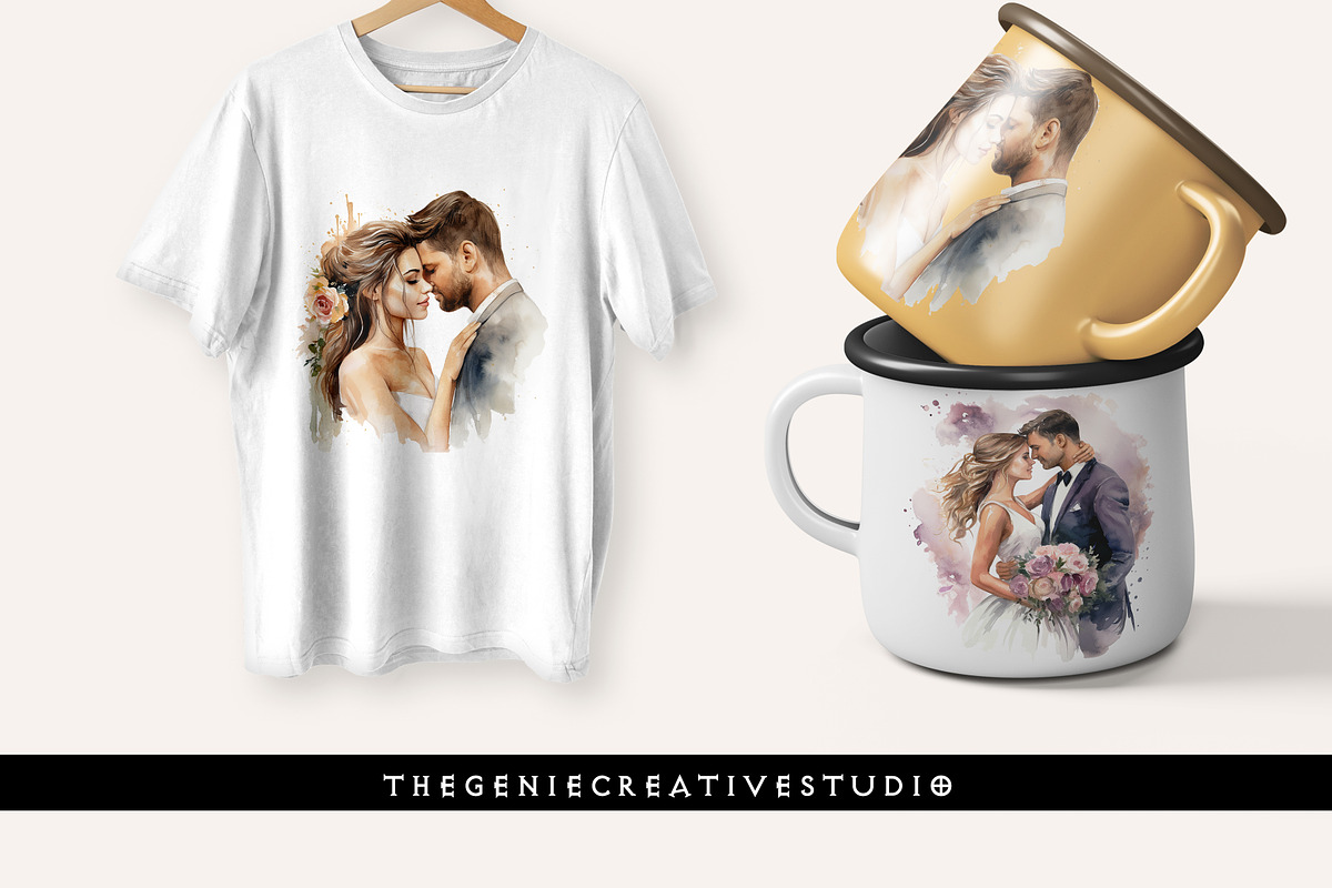 Watercolor Bride & Groom PNG Clipart, a Person Illustration by Geniecreativestudio (Photo 7 of 9)