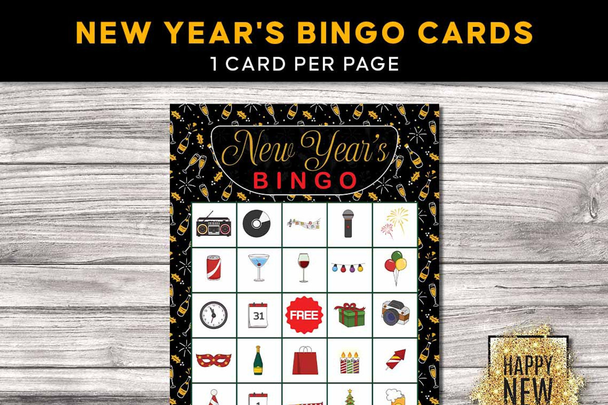 New Year's Bingo Printable Game, a Print Template by Graphicsnext (Photo 2 of 4)