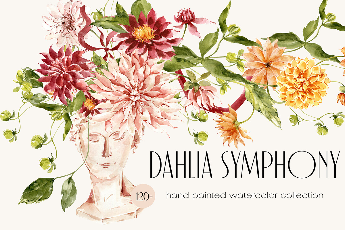 Dahlia Watercolor Collection, a Decorative Illustration by ArtMaslyana (Photo 1 of 15)