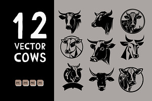 Black cow, bull logo design template