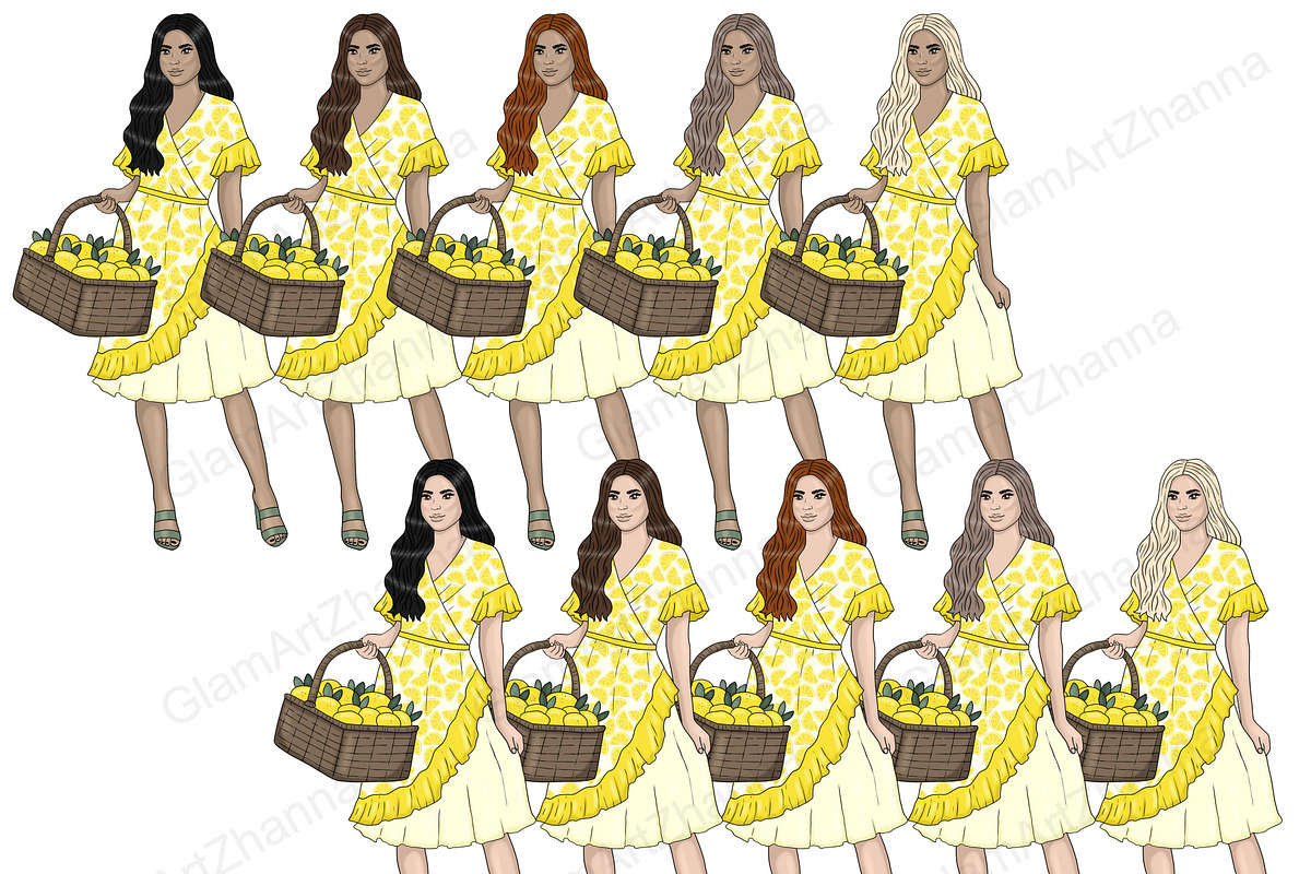 Lemon Girls Clipart, a Person Illustration by GlamArtZhanna (Photo 4 of 5)