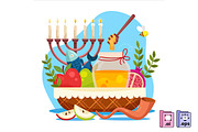 Hand Drawn Rosh Hashanah, a Seasonal Illustration by MISS CHATZ (Thumbnail 1 of 3)