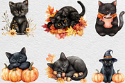 Fall Autumn Black Cat Clipart, an Illustration by Black Bird Studio (Thumbnail 4 of 6)
