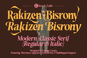 Rakizen Bisrony — Modern & Classic, a Serif Font by Enxyclo Studio (Thumbnail 1 of 23)