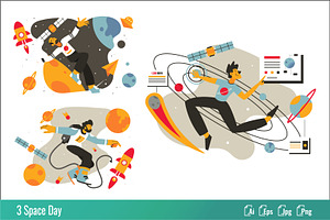 Space Day - Flat Illustration