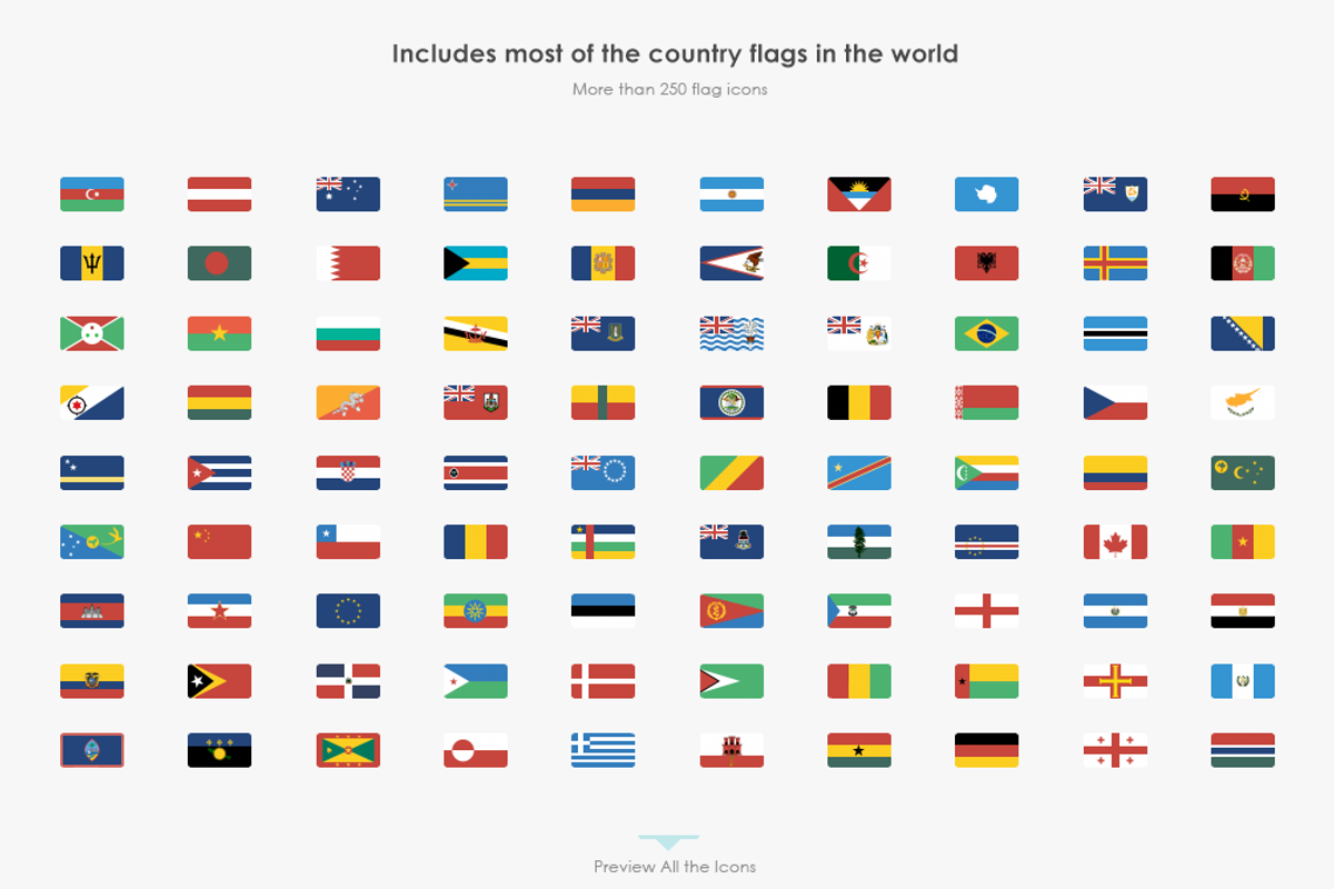 254 Flat Rectangular World Flags, an Icon by CustomIconDesign (Photo 3 of 3)