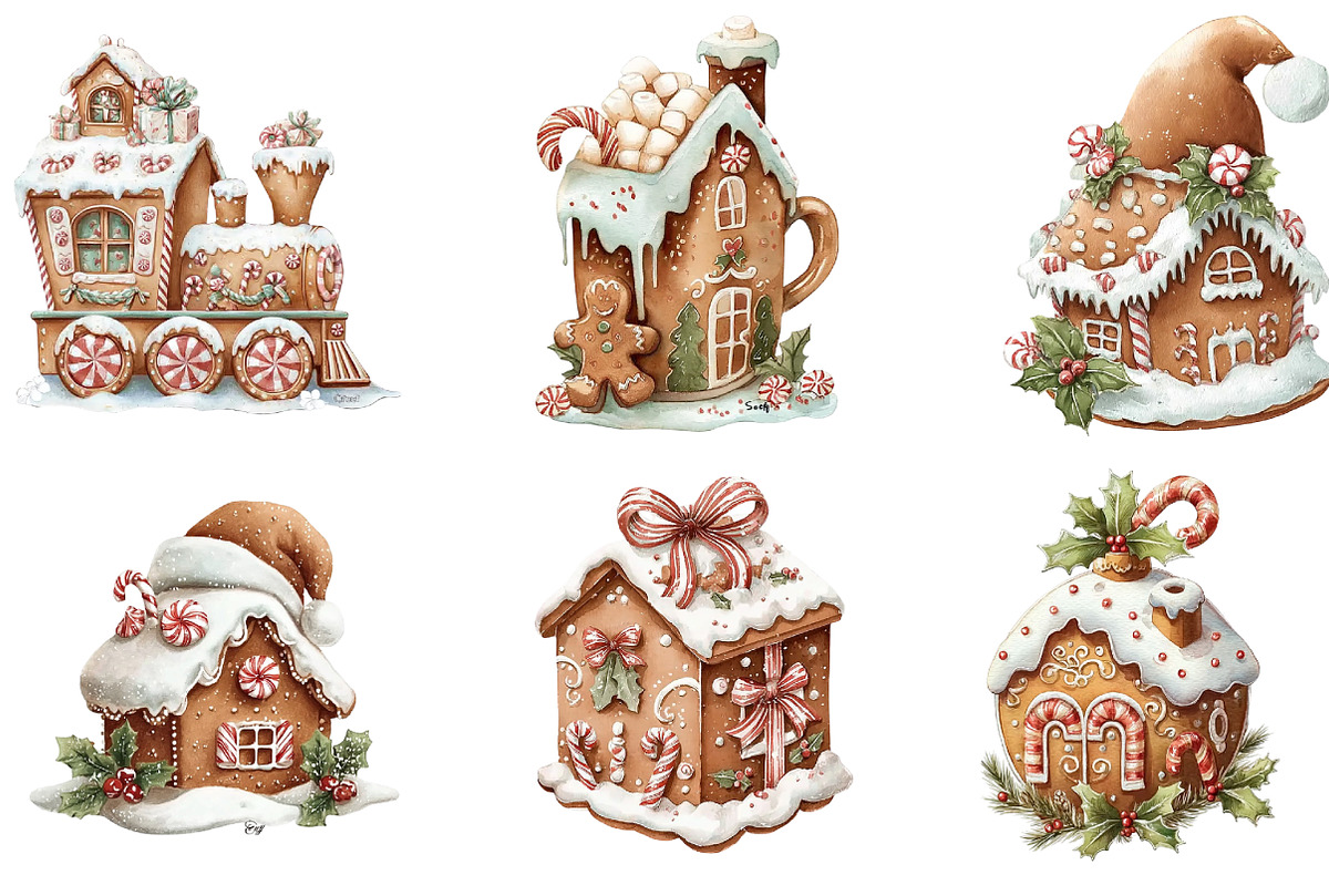 Christmas Gingerbread House Clipart, an Illustration by DreamArtGraphic (Photo 2 of 5)