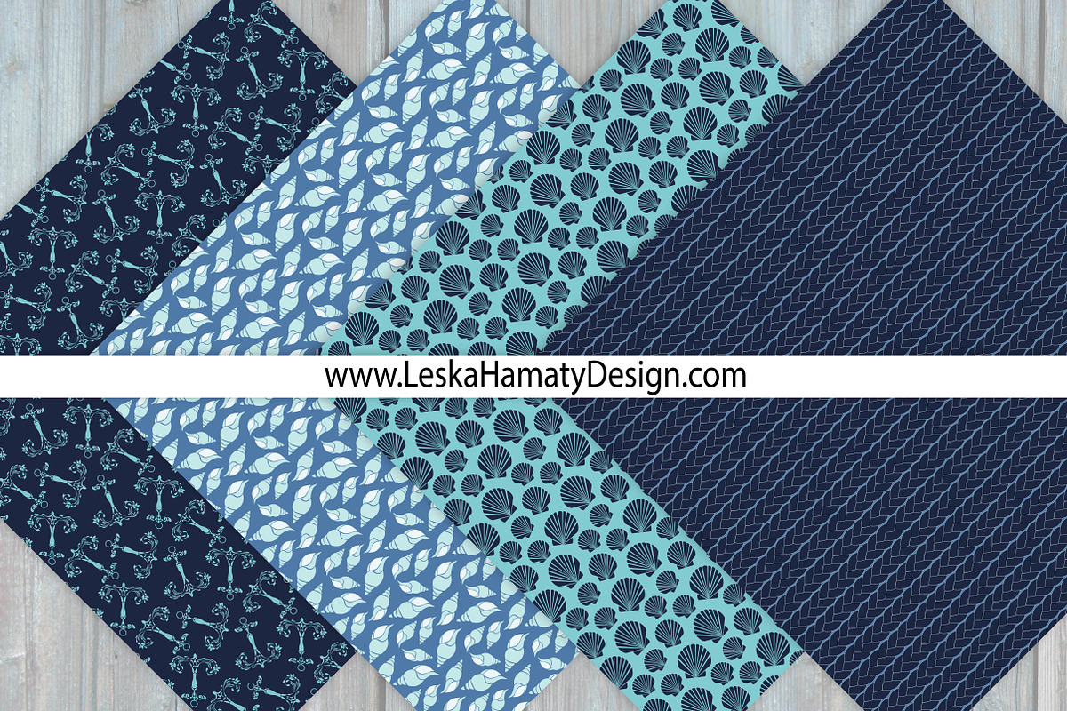 Nautical Sea Digital Papers, a Pattern Graphic by Leska's Digitals (Photo 3 of 4)