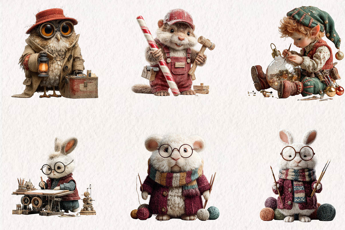 Whimsical Christmas Little Worker, a Seasonal Illustration by CreationArt (Photo 3 of 7)