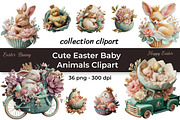 Cute Easter Baby Animals Clipart, a Seasonal Illustration by InkyQueenArt (Thumbnail 1 of 7)