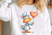 Whimsical Valentines Duck Clipart, an Illustration by designcity5 (Thumbnail 3 of 5)