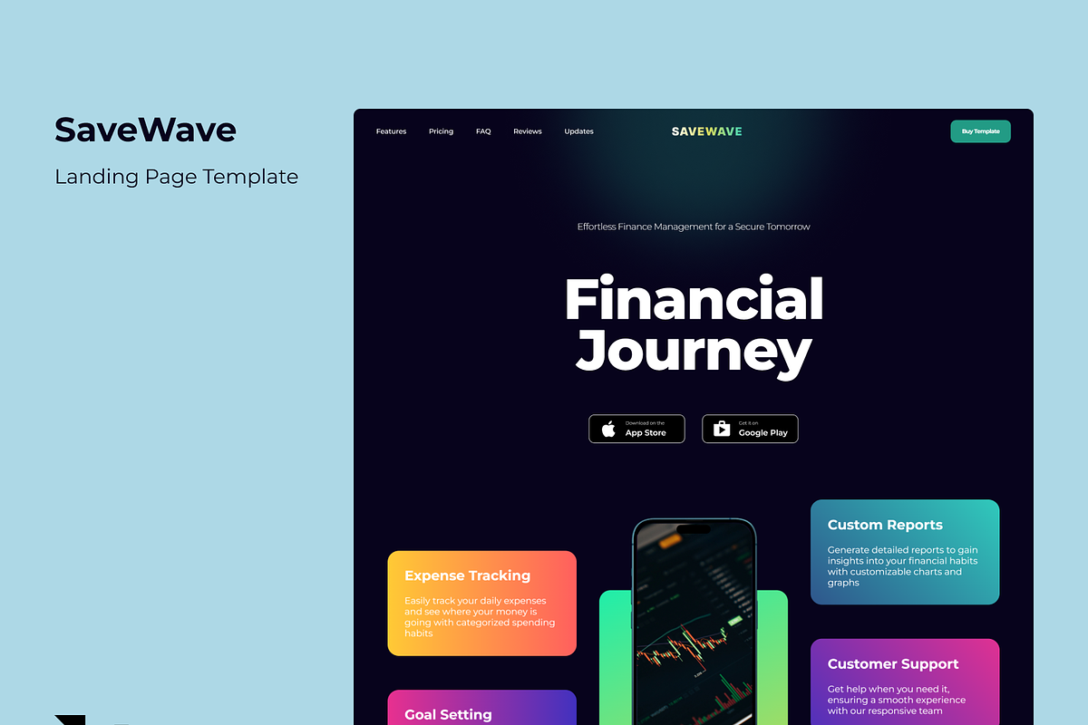 SaveWave - App Landing Page, a Landing Page Template by Helpful Hues (Photo 1 of 4)