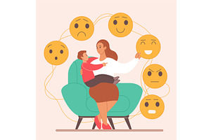 Emotion control balance mother, a Person Illustration by Lemberg Vector