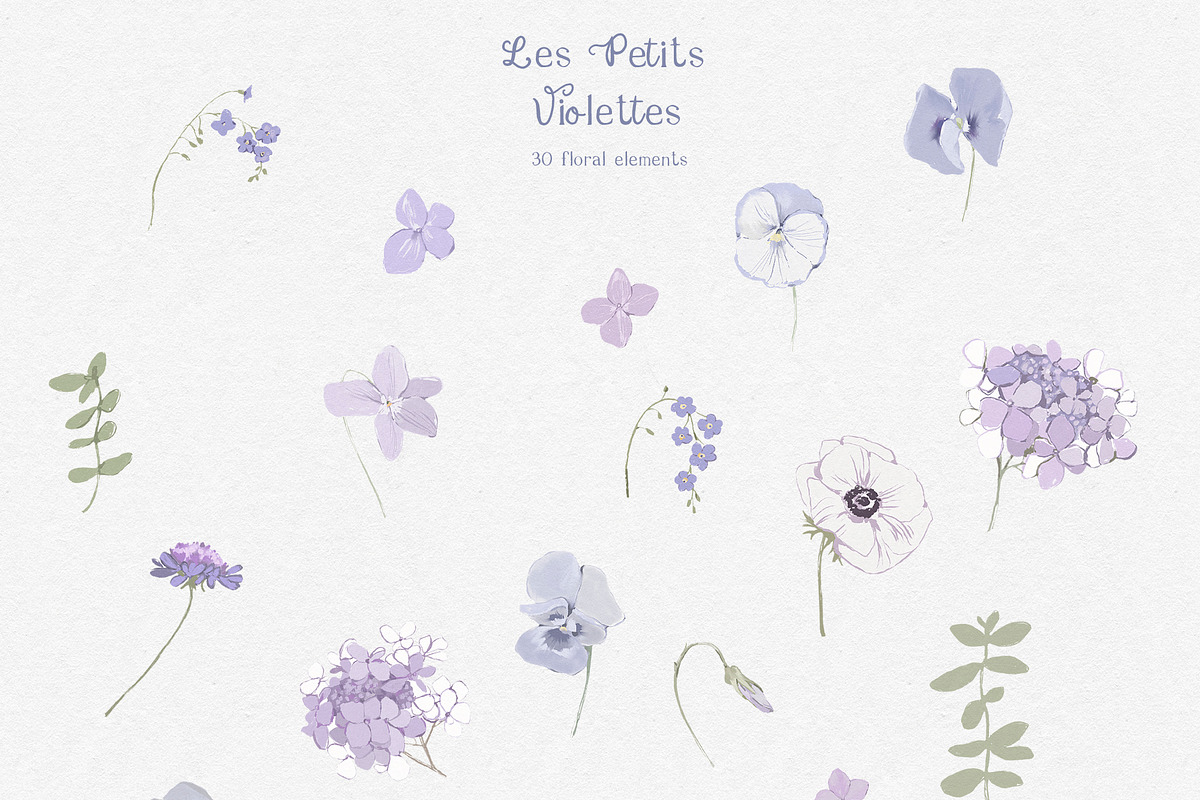 Purple Cottagecore Flowers PNG, a Decorative Illustration by whiteheartdesign (Photo 5 of 17)